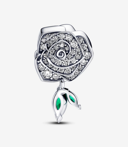 Pandora Moments Sparkling Rose in Bloom Charm