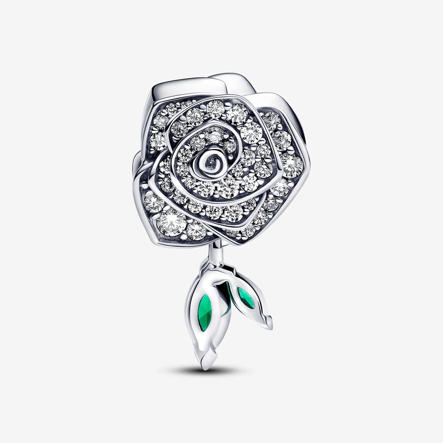 Pandora Moments Sparkling Rose in Bloom Charm