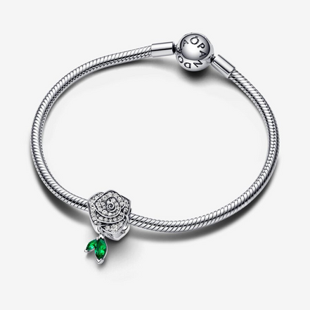 Pandora Moments Sparkling Rose in Bloom Charm