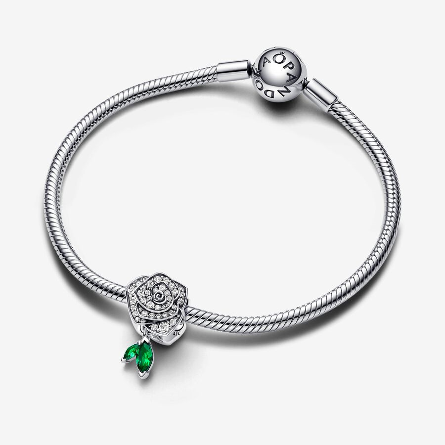 Pandora Moments Sparkling Rose in Bloom Charm