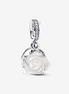 Pandora Moments White Rose in Bloom Double Dangle Charm
