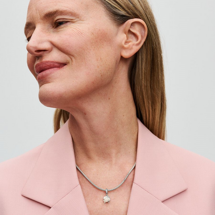 Pandora Moments White Rose in Bloom Double Dangle Charm