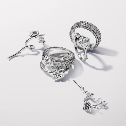 Pandora Moments Rose In Bloom Ring Size 7.5