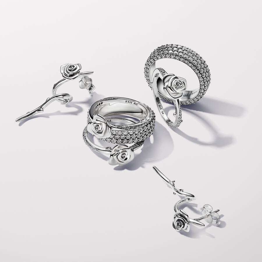 Pandora Moments Rose In Bloom Ring Size 7.5