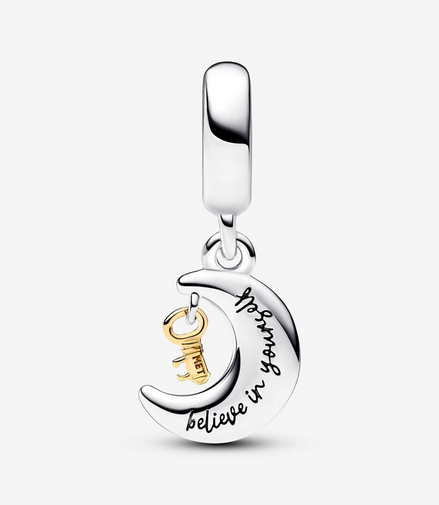 Pandora Moments Two-Tone Key & Moon Dangle Charm