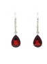 14K White Gold Diamond And Garnet Drop Dangle Earrings