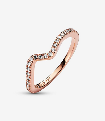 Pandora Timeless Sparkling Wave Ring Size 6