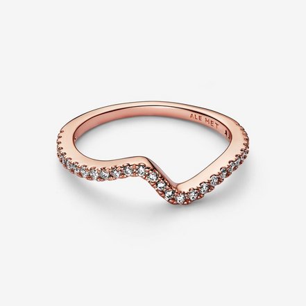 Pandora Timeless Sparkling Wave Ring Size 6