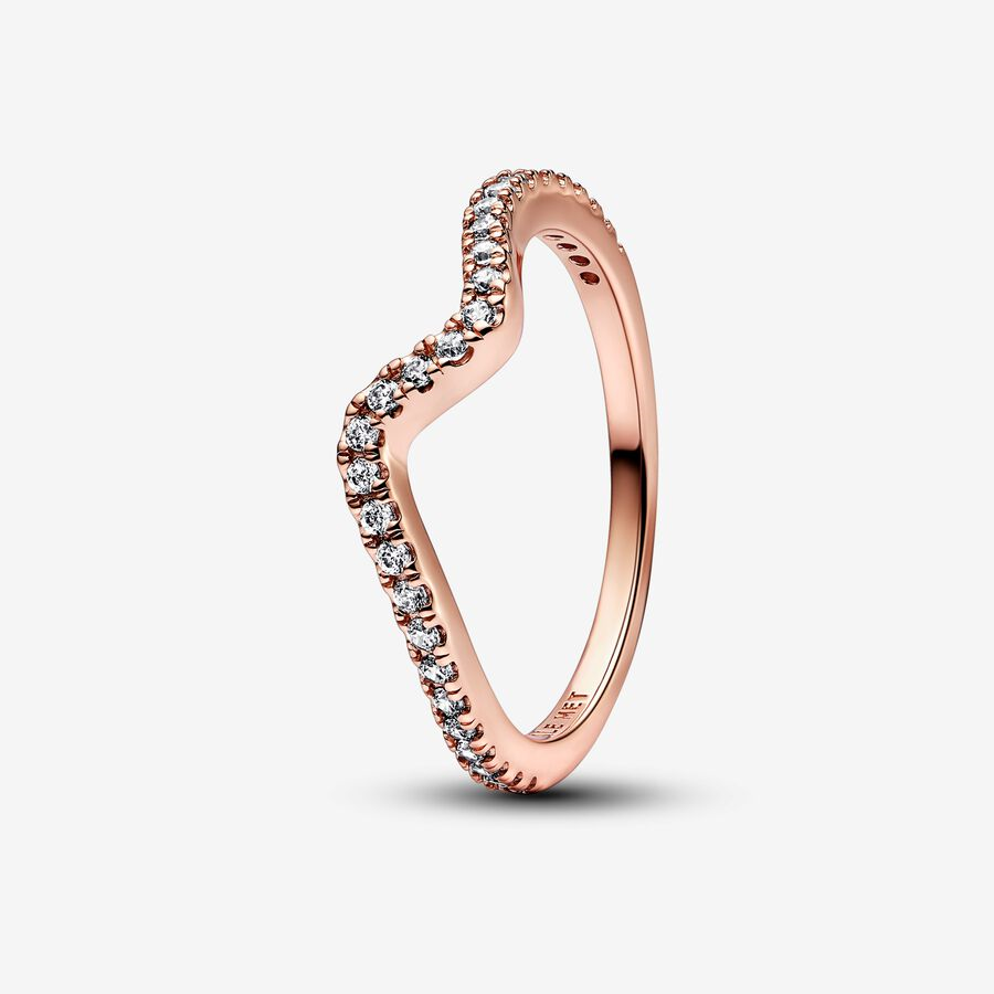 Pandora Timeless Sparkling Wave Ring Size 7