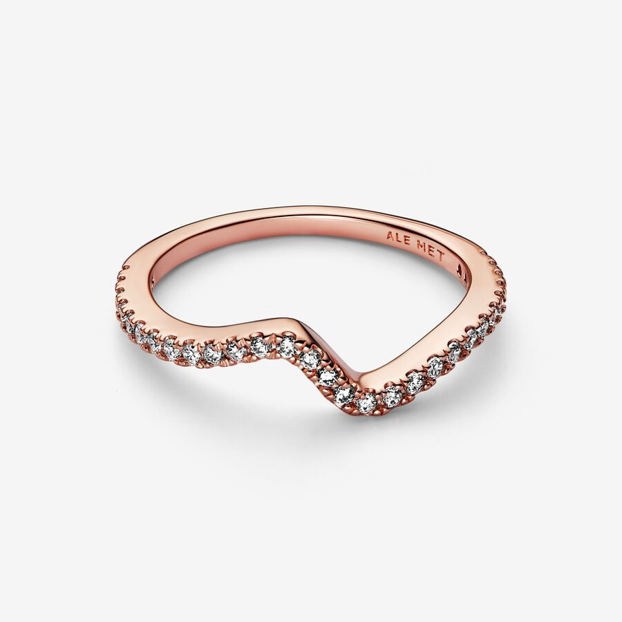 Pandora Timeless Sparkling Wave Ring Size 7