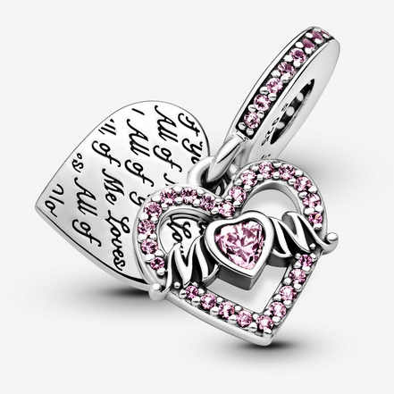 Pandora Moments Heart & Mom Dangle Charm