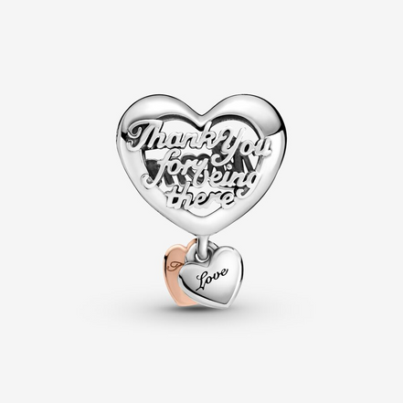 Pandora Moments Two-Tone "Thank You Mom" Heart Dangle Charm