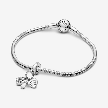 Pandora Moments Shoes, Baby Bottle And Heart Silver Dangle