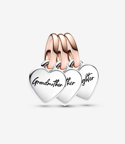 Pandora Moments Two-tone Splittable Family Generation of Hearts Triple Dangle Charm