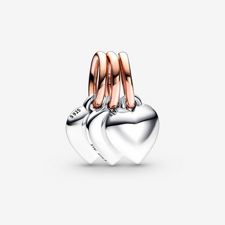 Pandora Moments Two-tone Splittable Family Generation of Hearts Triple Dangle Charm