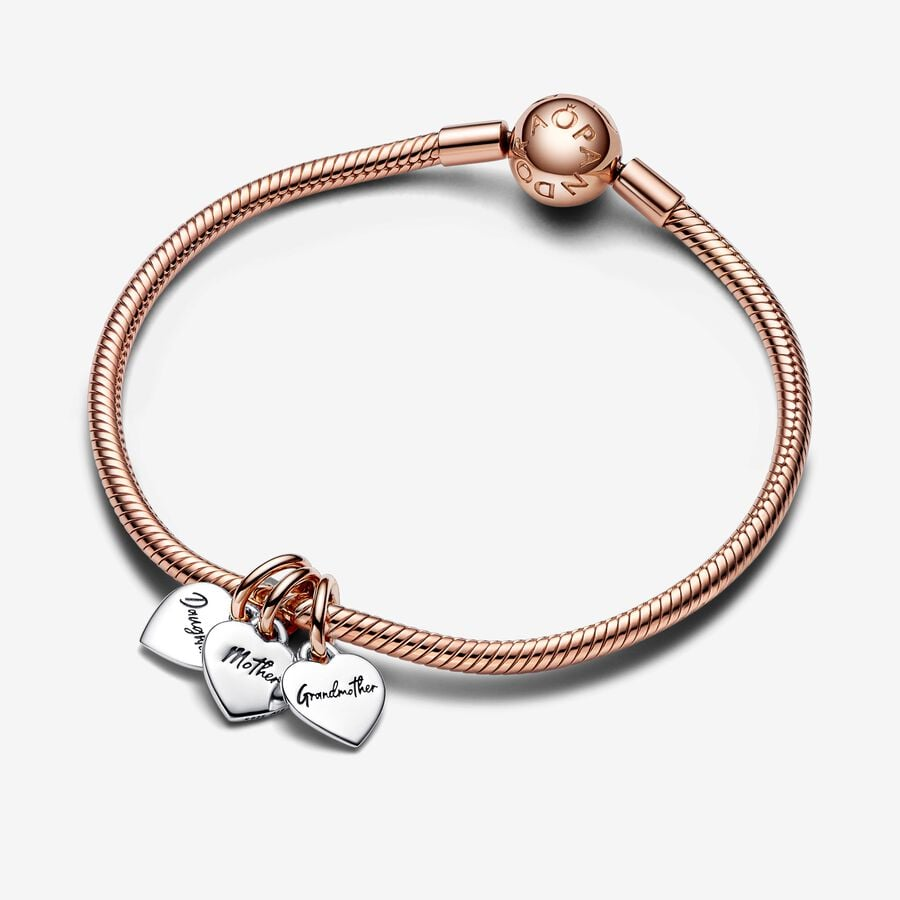 Pandora Moments Two-tone Splittable Family Generation of Hearts Triple Dangle Charm