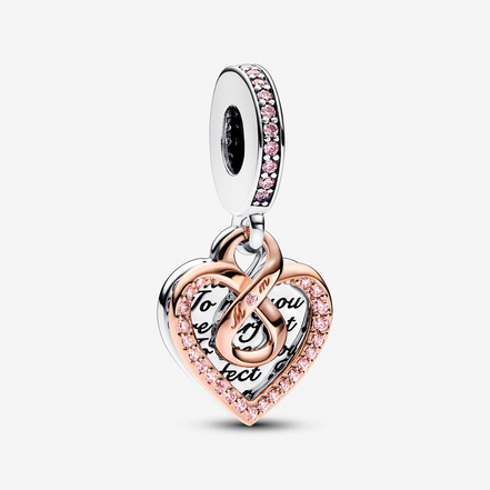 Pandora Moments Two-Tone Infinity Mom Heart Double Dangle Charm