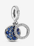 Pandora Moments Sparkling Blue Disc Double Dangle Charm