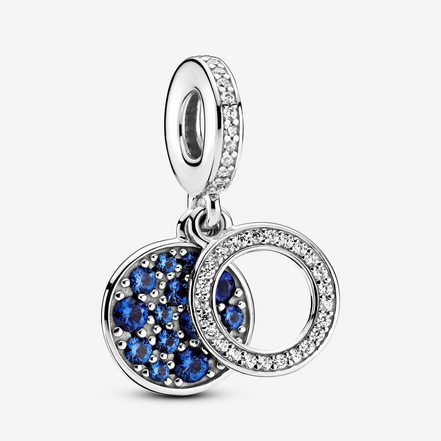 Pandora Moments Sparkling Blue Disc Double Dangle Charm