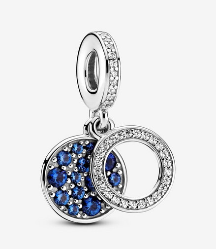 Pandora Moments Sparkling Blue Disc Double Dangle Charm