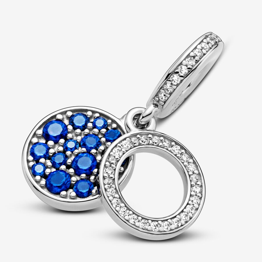 Pandora Moments Sparkling Blue Disc Double Dangle Charm