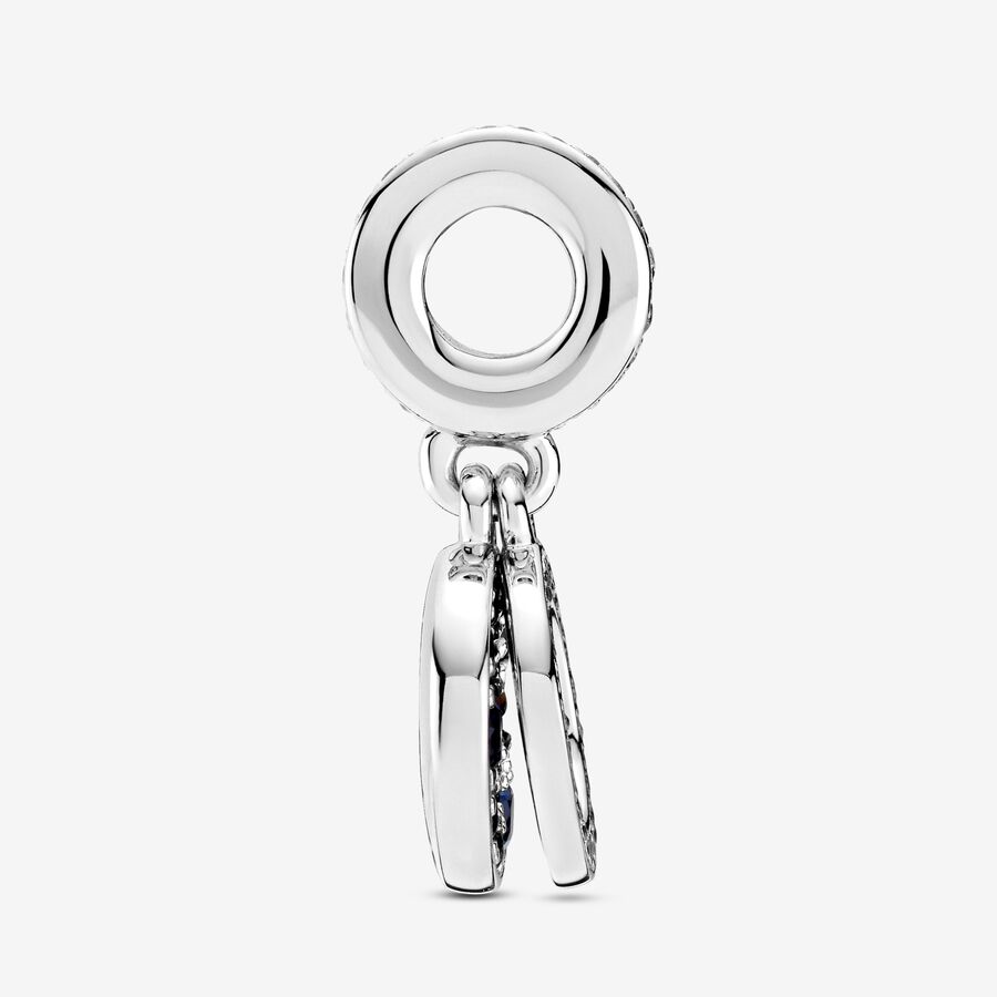 Pandora Moments Sparkling Blue Disc Double Dangle Charm