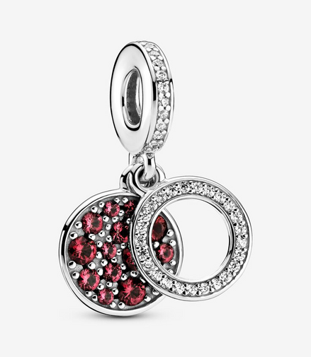Pandora Moments Sparkling Red Disc Double Dangle Charm