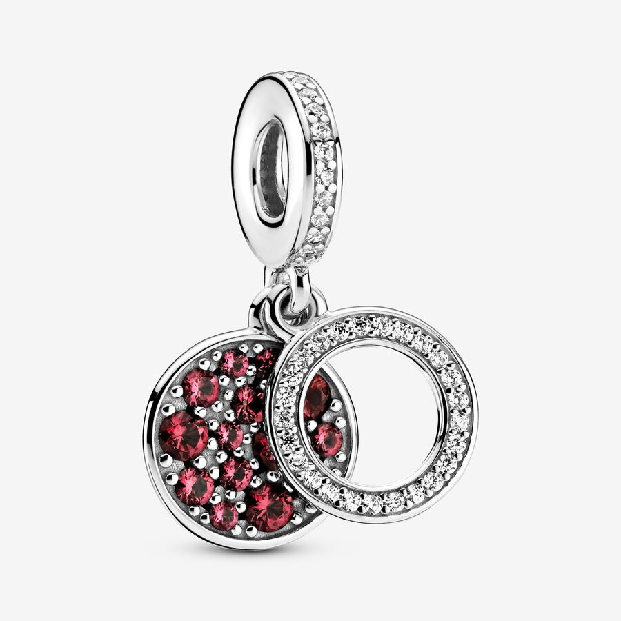 Pandora Moments Sparkling Red Disc Double Dangle Charm