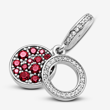 Pandora Moments Sparkling Red Disc Double Dangle Charm