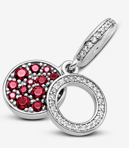 Pandora Moments Sparkling Red Disc Double Dangle Charm