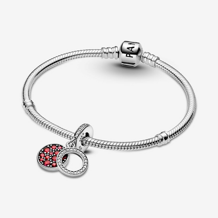 Pandora Moments Sparkling Red Disc Double Dangle Charm