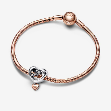 Pandora Moments Two-Tone "Love You Daughter" Heart Charm