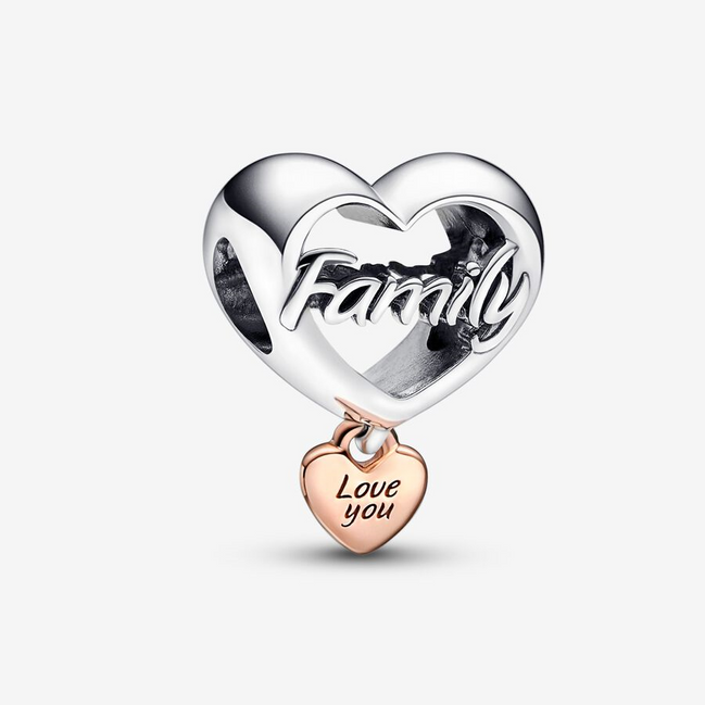 Pandora Moments "Love You Family"  Heart Charm