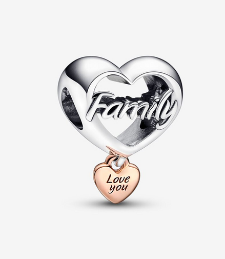 Pandora Moments "Love You Family"  Heart Charm