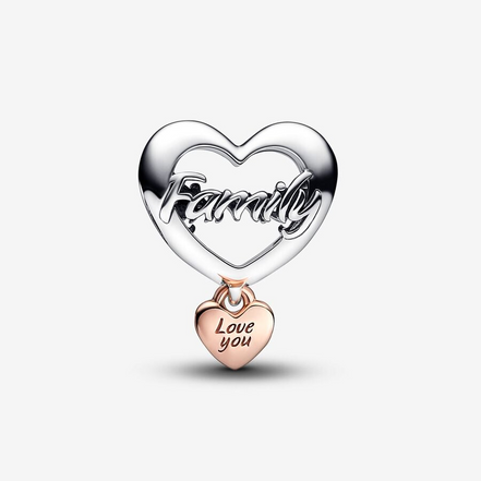 Pandora Moments "Love You Family"  Heart Charm