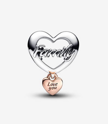 Pandora Moments "Love You Family"  Heart Charm