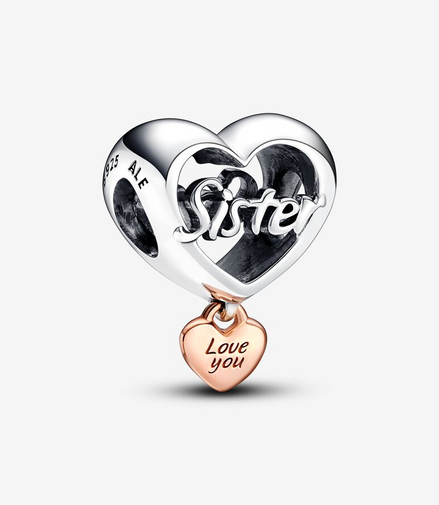 Pandora Moments Two-Tone " Love You Sister" Heart Charm