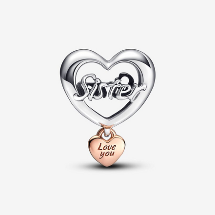 Pandora Moments Two-Tone " Love You Sister" Heart Charm