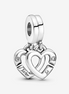 Pandora Moments Silver Linked Sister Hearts Split Dangle Charm