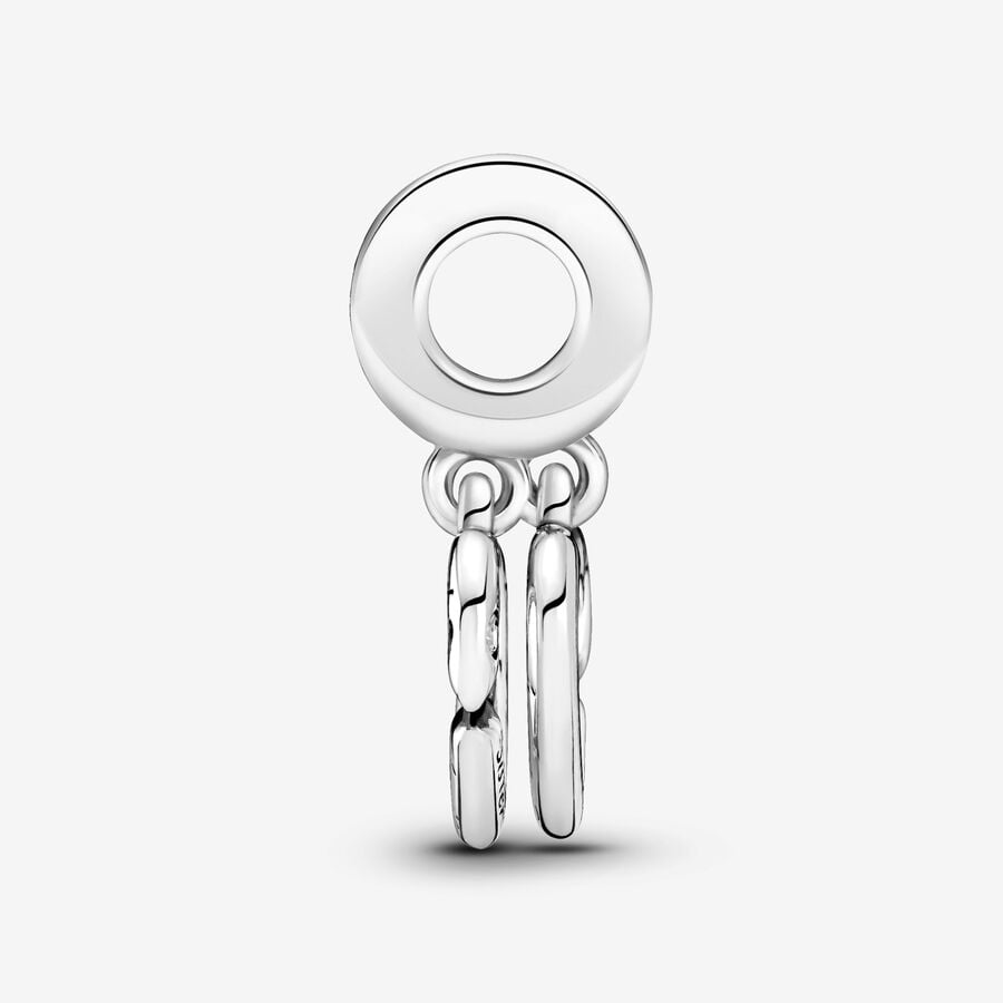 Pandora Moments Silver Linked Sister Hearts Split Dangle Charm