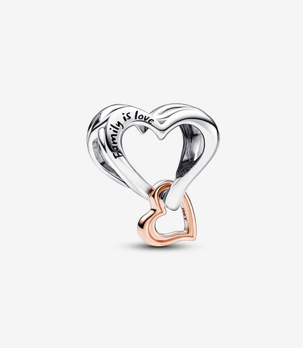 Pandora Moments Two-Tone Family Openwork "Family Is Love" Infinity Heart Charm