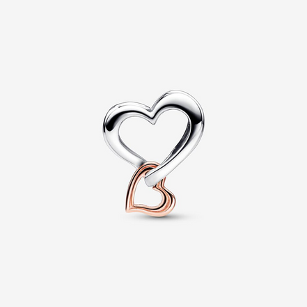 Pandora Moments Two-Tone Family Openwork "Family Is Love" Infinity Heart Charm