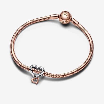 Pandora Moments Two-Tone Family Openwork "Family Is Love" Infinity Heart Charm