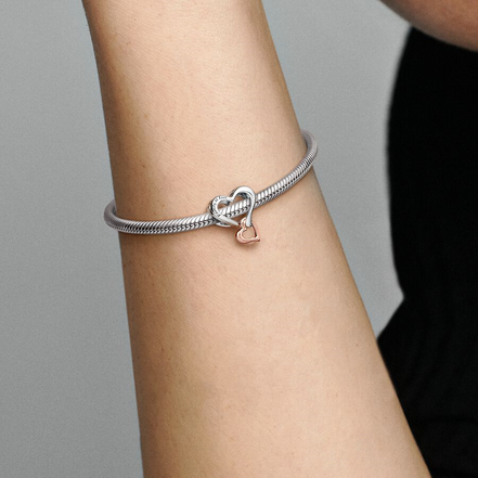 Pandora Moments Two-Tone Family Openwork "Family Is Love" Infinity Heart Charm