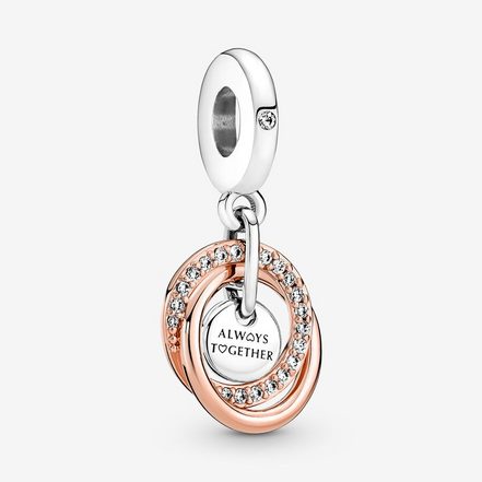 Pandora Moments "Family Always" Encircled Dangle Charm