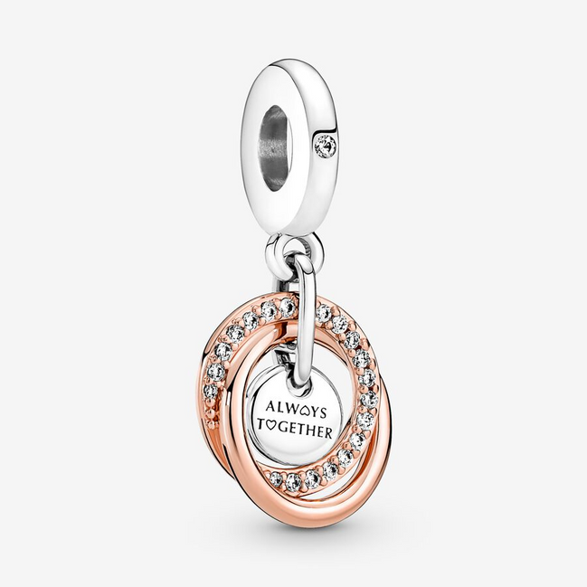 Pandora Moments "Family Always" Encircled Dangle Charm