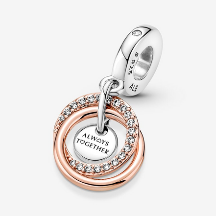 Pandora Moments "Family Always" Encircled Dangle Charm