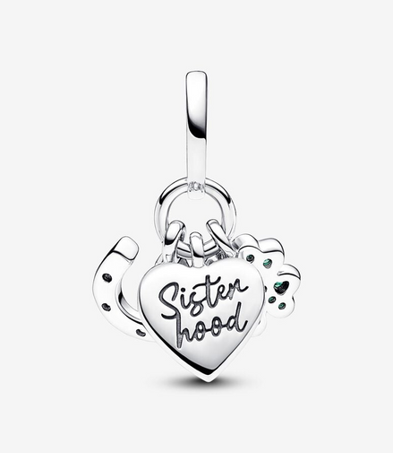 Pandora Moments Four Leaf Clover, Heart and Horseshoe Triple Dangle Charm