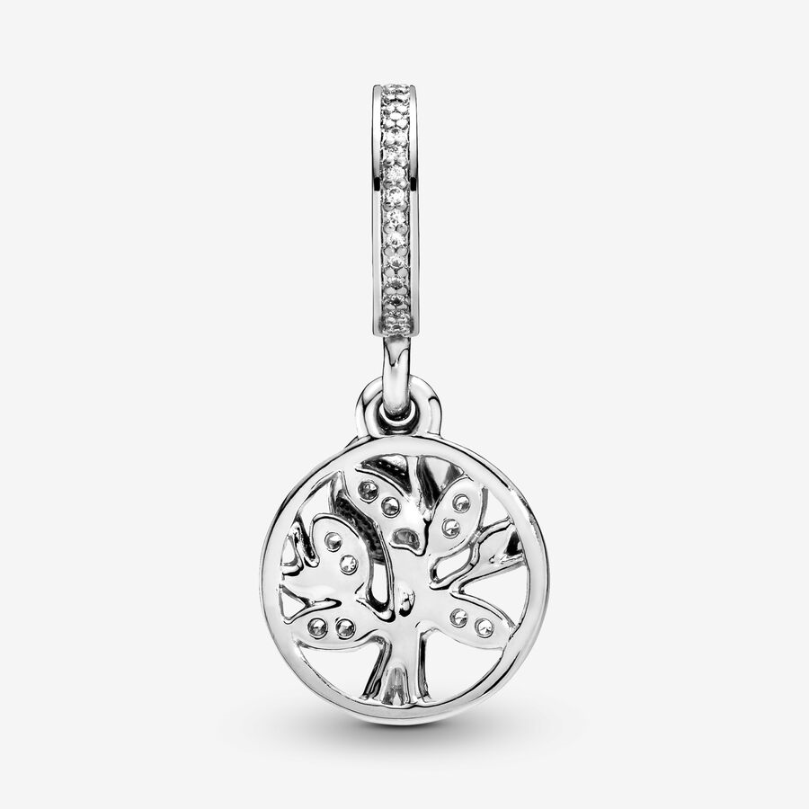 Pandora Moments Silver And 14K Gold Family Tree Double Dangle Charm