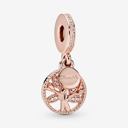 Pandora Moments 14K Rose Gold-Plated Sparkling Family Tree Dangle Charm